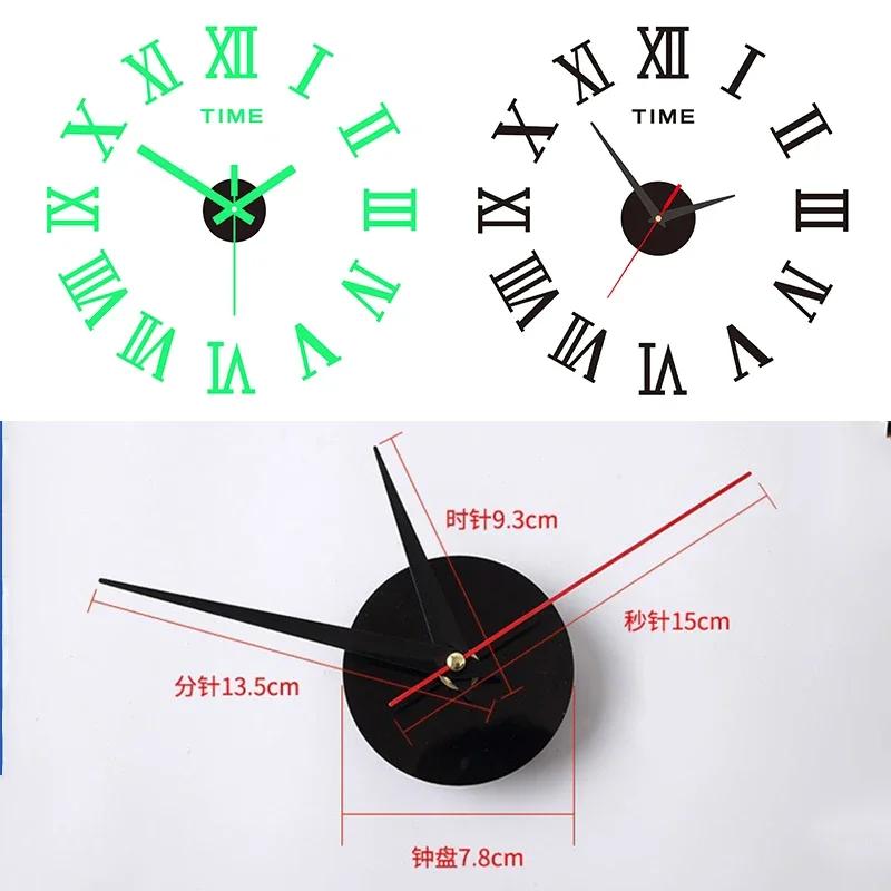 3D Luminous Wall Clock Frameless Acrylic DIY Digital Clock Wall Stickers Mute Clock for Living Room Bedroom Office Wall Decor