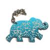HERMES Animal Chain Bag Charm Key Holder Leather gray/blue
