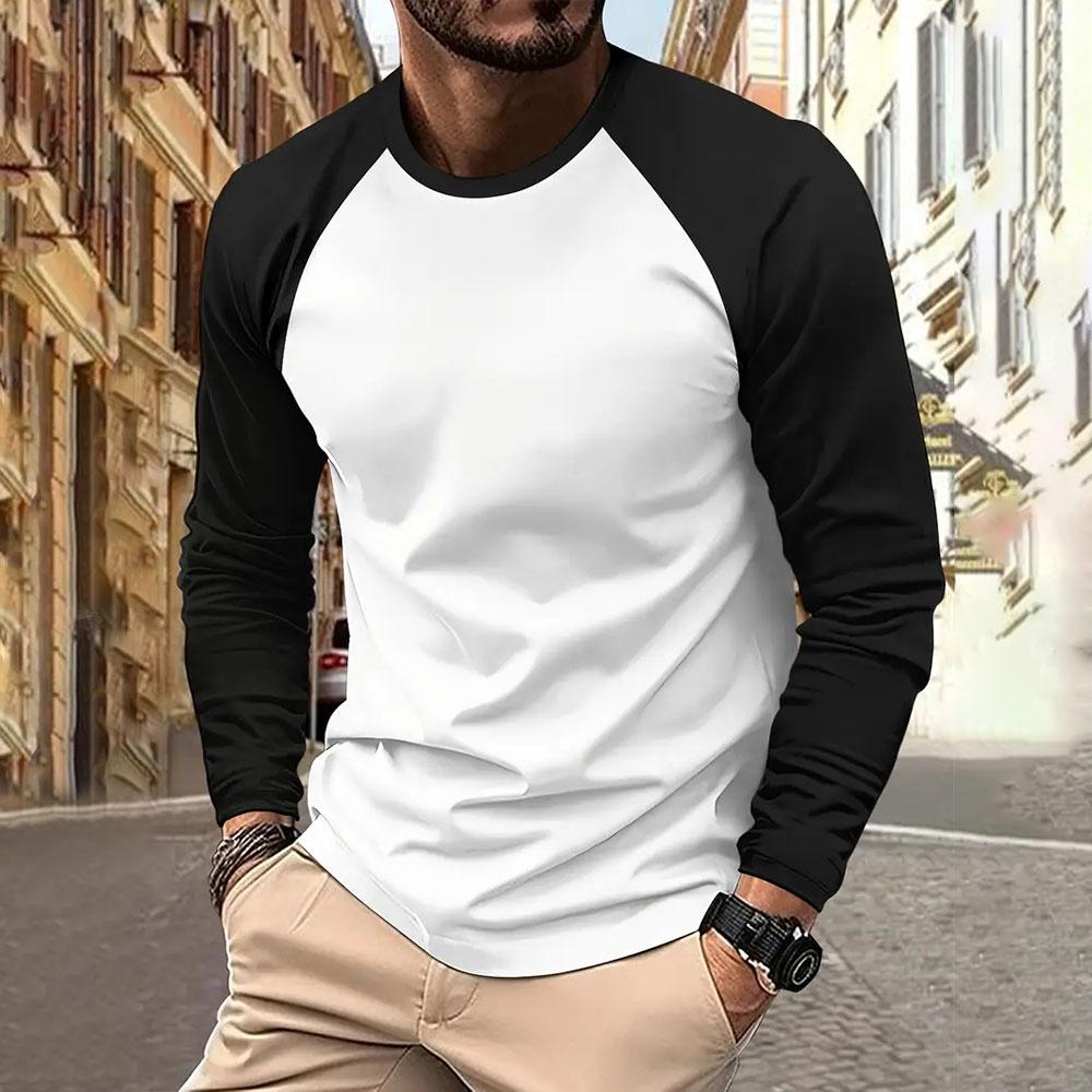 Abbigliamento sportivo casual da uomo a maniche lunghe con scollo rotondo per lo street style