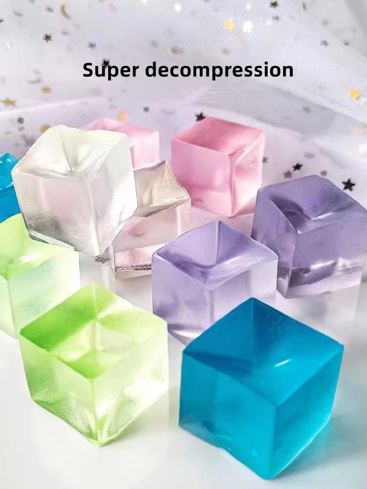 10 Pcs Mini Release Stress Transparent Small Ice Block Pinch Music Children Simulation  Relaxing Mood Squeezing Toy Birthday Gif