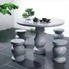 Antique Granite Stone Table Set: Marble Round Table & Stools for Garden or Villa Courtyard