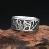 Vintage Simple Stainless Steel Nordic Double Wolf Rings For Men Women  Vikings Odin Animal Ring Amulet Jewelry
