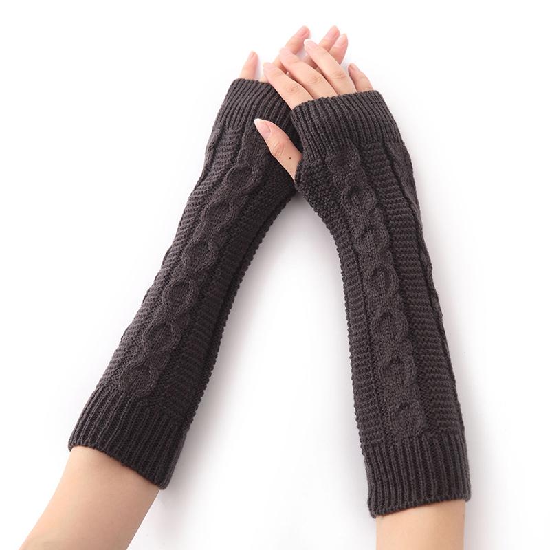 Fashion Autumn Winter Adult Children Bowknot Ball Socks Thick Fried Dough Twists Pattern Open Finger Knitted Wool Warm Arm Cover