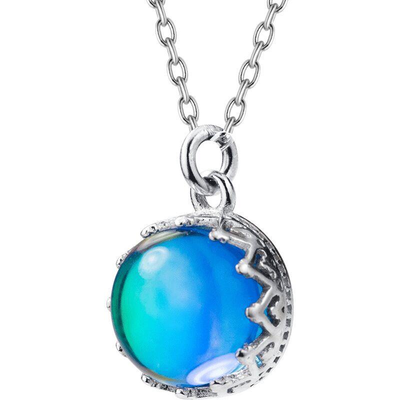 925 Silver Blue Crystal Pendant Aesthetic Necklaces For Women Chain Luxury Quality Jewelry Jewellery Argent 925