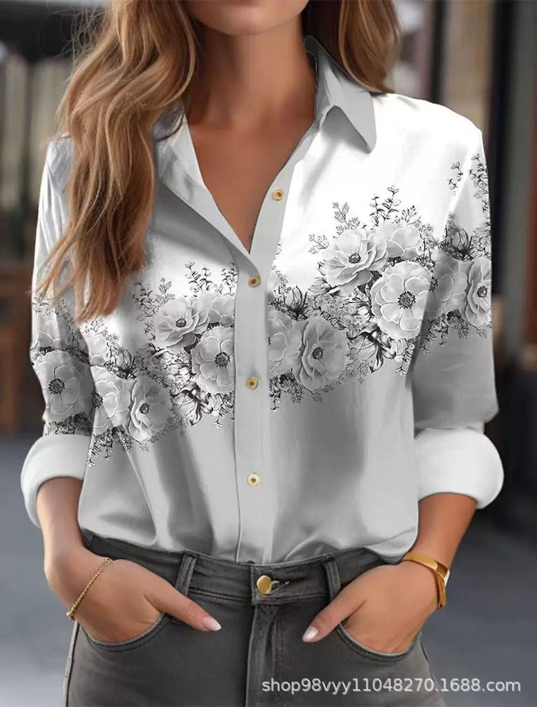 Floral 3D Printed Women's Casual Shirt
