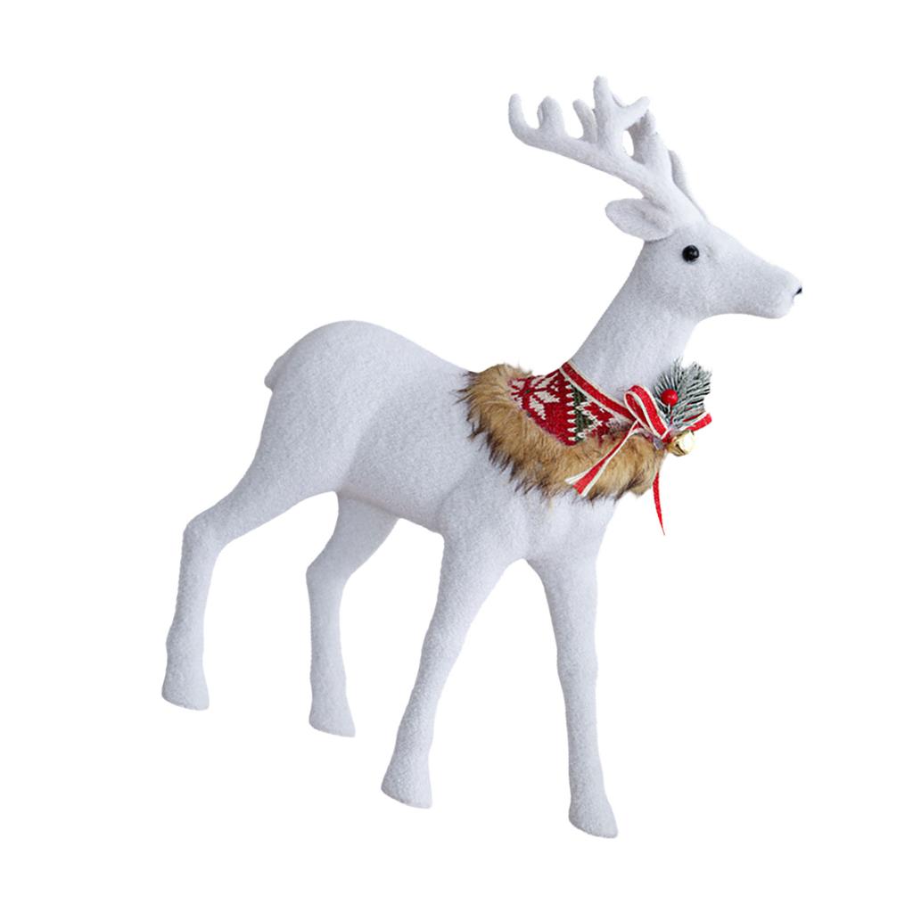 Realistic White Reindeer Ornament Durable White Reindeer Figurine Ornament For Christmas Window And Table Display