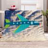 Airplane Flannel Throw Blanket Cartoon Pattern for Couch Sofa Bed King Queen Size Super Soft Warm Lightweight All Season Warm