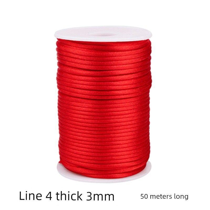 

Jade Thread Chinese Knot Rope No. 5 No. 6 No. 7 Line Thick Thread Red Rope/Line Braided Rope Hand Strap Braid Wire Special Offer Red Line 4 50 m