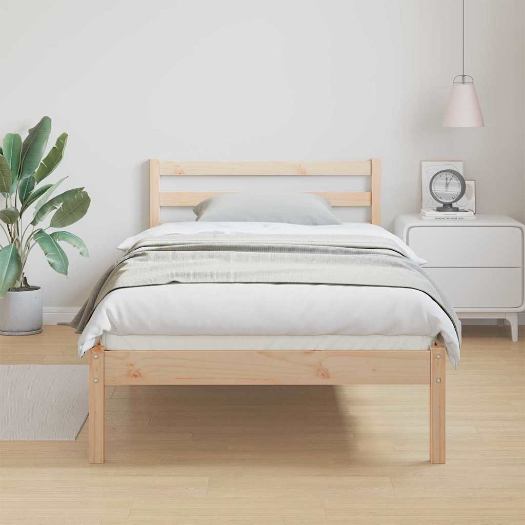 Brown Bed Frame 215.5 x 85.5 x 69.5 cm Solid Pine Wood