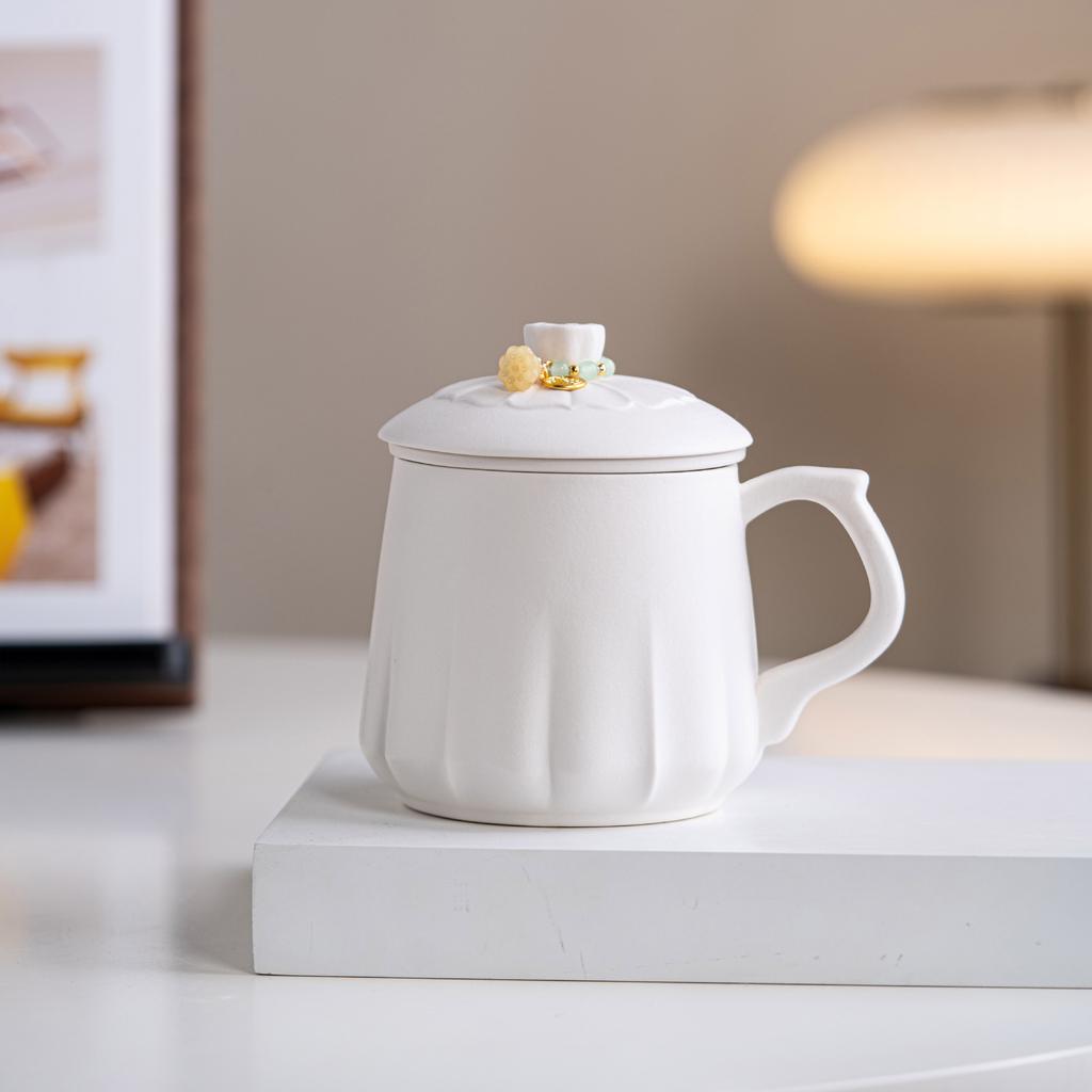 Kiln Change Splendid Lotus Flower Brewed Tea Ceramic Teacup Couple Cup Creative High-End Tea Separation Cup Water Cup