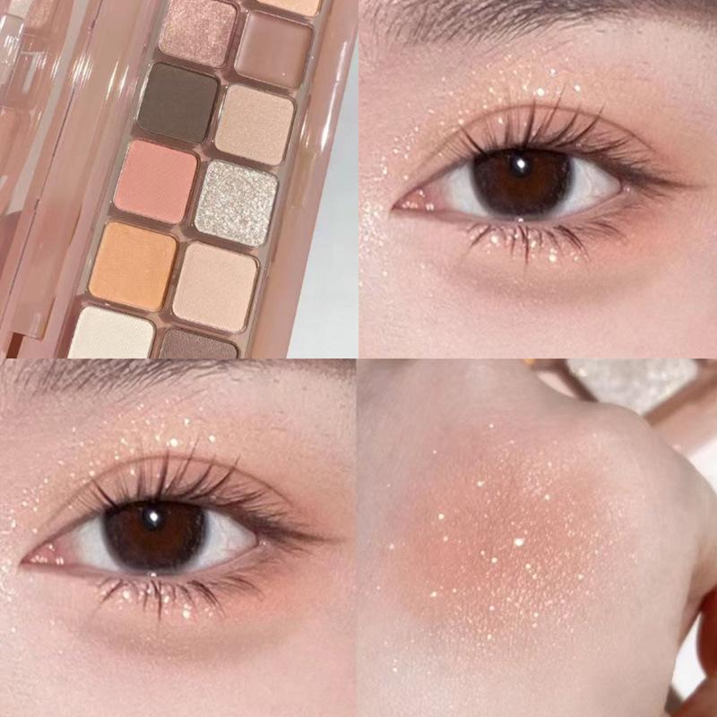 HERORANGE 12-Color Versatile Eyeshadow Palette - Matte, Shimmer, Highlighter, Natural Contour, Brightening Earth Tones 1.3g*12