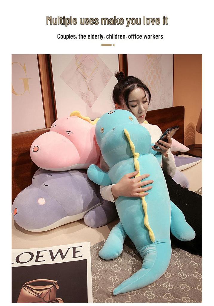 Green Soft Dinosaur Plush Pillow Toy for Girls