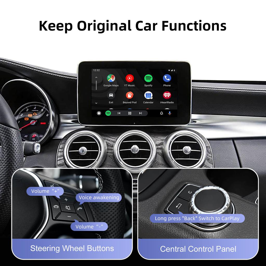 Ezonetronics Wireless CarPlay Android Auto Retrofit Kit Decoder Box for Mercedes Benz NTG 4.5 4.7 COMAND System 2011-2015