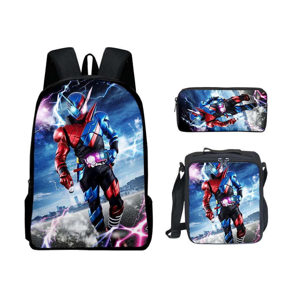 Classic Popular Novelty Funny Kamen Rider 3D Print 3pcs/Set pupil School Bags Laptop Daypack Backpack Lunch bag Pencil Case