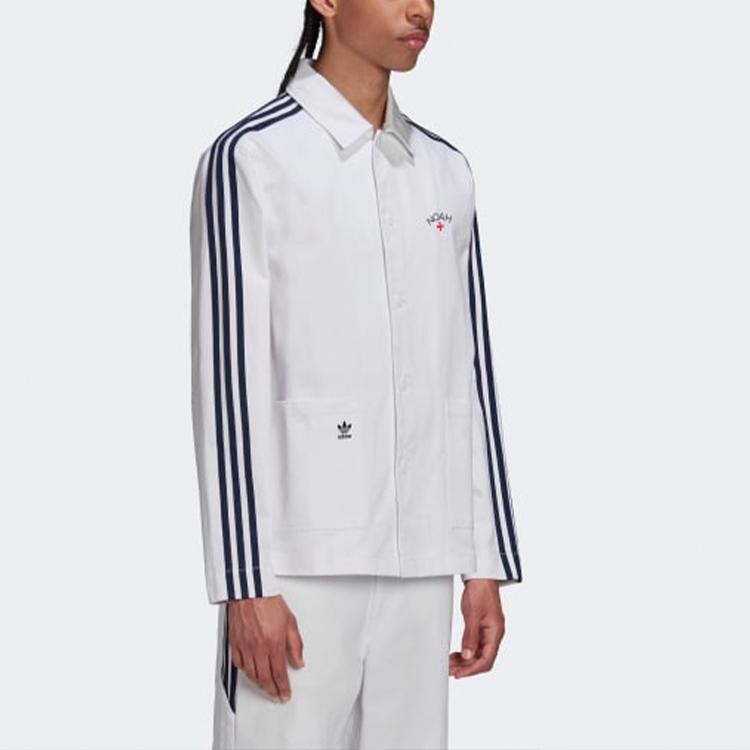 Adidas Originals X Noah Collaborative Logo Stripe Sports Jacket Men Jackets White GS1391