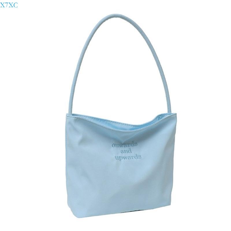 X7XC Fashion Women Casual Underarm Bucket Bag Color Embroidery Shoulder Bag синий