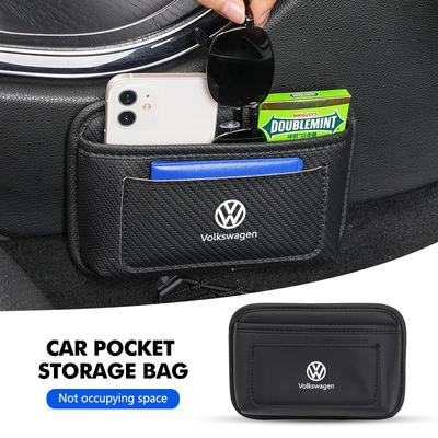 W139-W129For VW Car Emblem Door Side Pocket Hanging Storage Bag Phone Card Golf 4 5 6 7 Polo Jetta Sagitar Magotan Passat B5