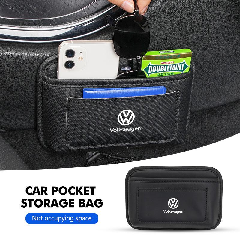 Hub Caps For Volkswagen VW Car Emblem Door Side Pocket Hanging Storage Bag Phone Card Golf 4 5 6 7 Polo Jetta Sagitar Magotan Pa