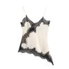 Moda Dulce Encaje Patchwork Ropa Interior Top Irregular Biselado Correa Chaleco Tops de Tirantes de Verano para Mujer Nuevo Elegante Holgado Casual Sexy Camisetas de Tirantes