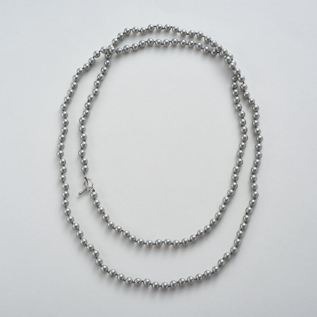 French Simple Silver-Gray Long Pearls Can Be Stacked With Long Chains, High-End Light Luxury Exquisite Temperament Versatile Necklace