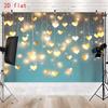 Teal Romantic 2D Backdrop, Golden Heart Lights Photo Background
