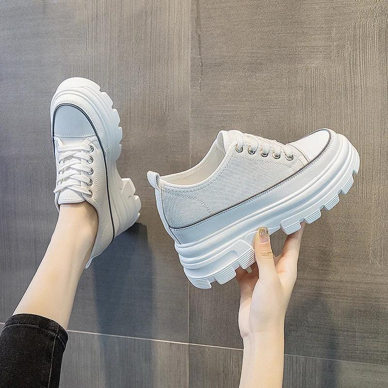 Woman Casual Shoes Platform Sneakers Autumn New Thick Soled Round Toe Casual Sports Shoes Inner Height Increasing Women's Shoes