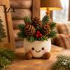 Handcrafted Wool Flower Pots Simulated Crochet Christmas Potted Decor, Knitted Mini Artificial Tree Holiday Gift Ideas for Family Ornament,