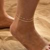 Waterproof 14K Gold Plated Anklets Set for Women Teen Girls, Layered Gold Ankle Bracelets Summer Beach Jewelry Gifts for Her