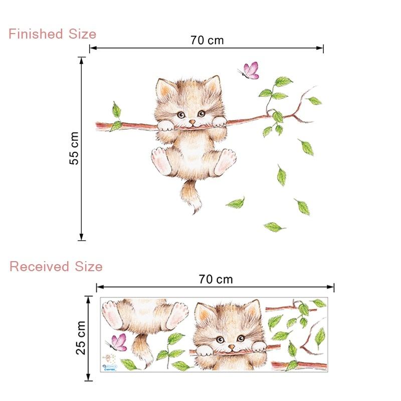 

Cute Cat Butterfly Tree Branch Wall Stickers for Kids Rooms Home Decoration Cartoon wall Decals