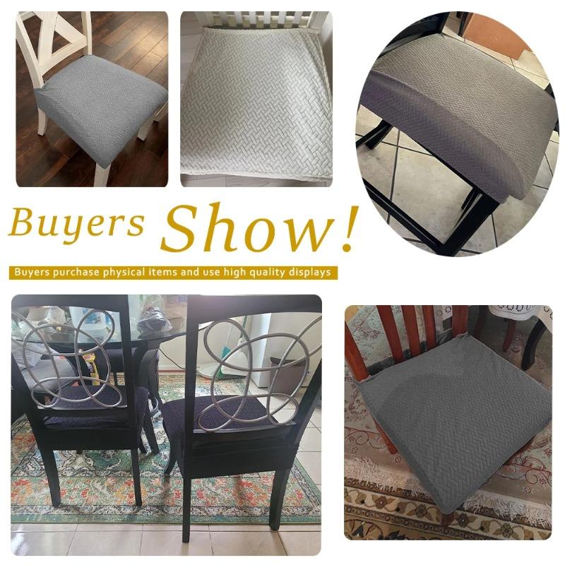 Elastic Solid Colors Chair Seat Covers Jacquard Shell Chair Cover Washable Anti-dust Short Back Chair Cover Armless Wedding Home