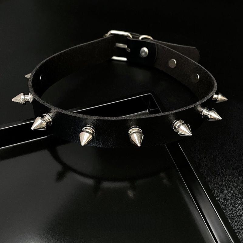 Кожаный Чокер Для Женщин Мужчин Крутой Панк Готический Байкерский Ошейник С Шипами Рок Ожерелье Рейв Украшения