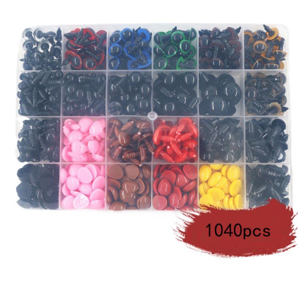 A Box 1040pcs Safety Eyes and Noses Colorful Eyes Plastic Safety Eyes  Crochet Toy Making