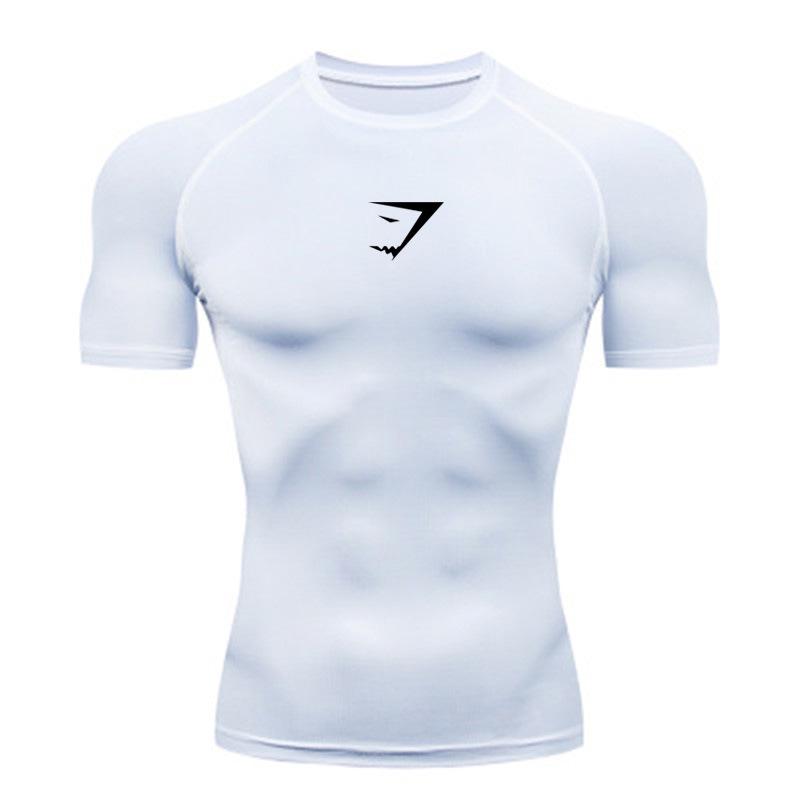 Pánské sportovní tričko s krátkým rukávem Quick-Dry - Prodyšné, odvádějící pot, přiléhavé oblečení do posilovny