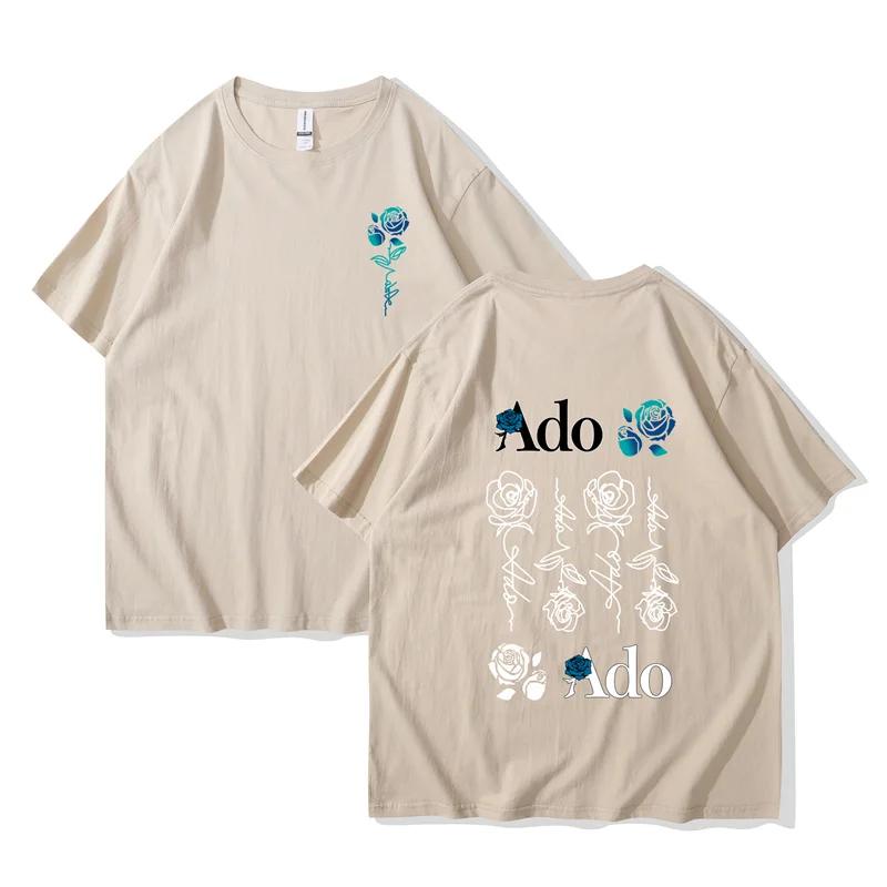 Ado Blue Rose T-Shirts Wish World Tour Merch Tee Damenmode Lässig Harajuku Kurzarm