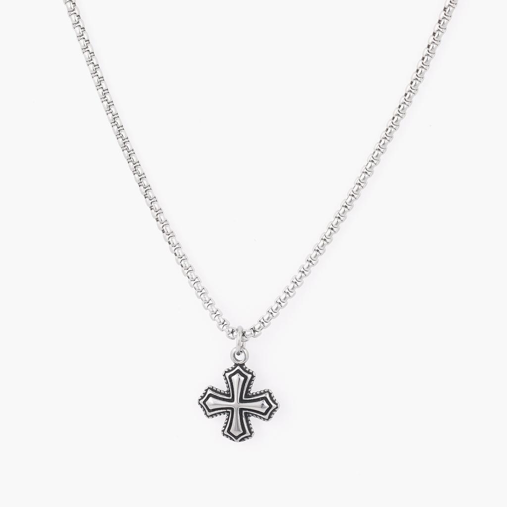 Jbans Classic Antique Regular Cross Pendant Surgical Steel Chain Necklace (C2401-An780_Sv)