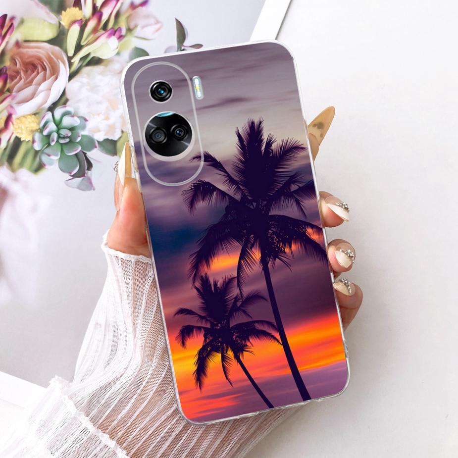 For Honor 90 Lite Case CRT-NX1 Stylish Bow Flowers Painted Cover Soft Slim Phone Case For Honor 90 Pro Honor90 Lite 90Pro Fundas