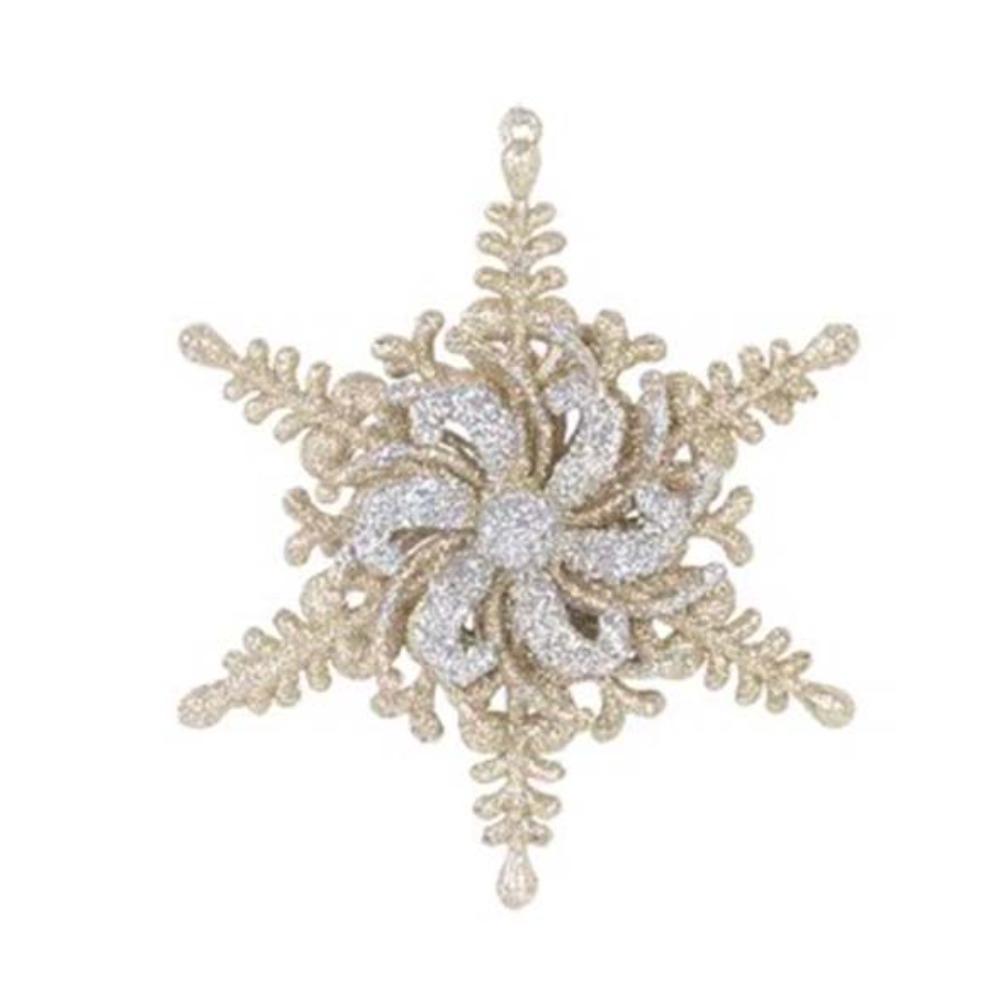 Glitter Christmas Hanging Ornament Champagne Wreath Decoration Xmas Tree Snowflake Pendant  Navidad