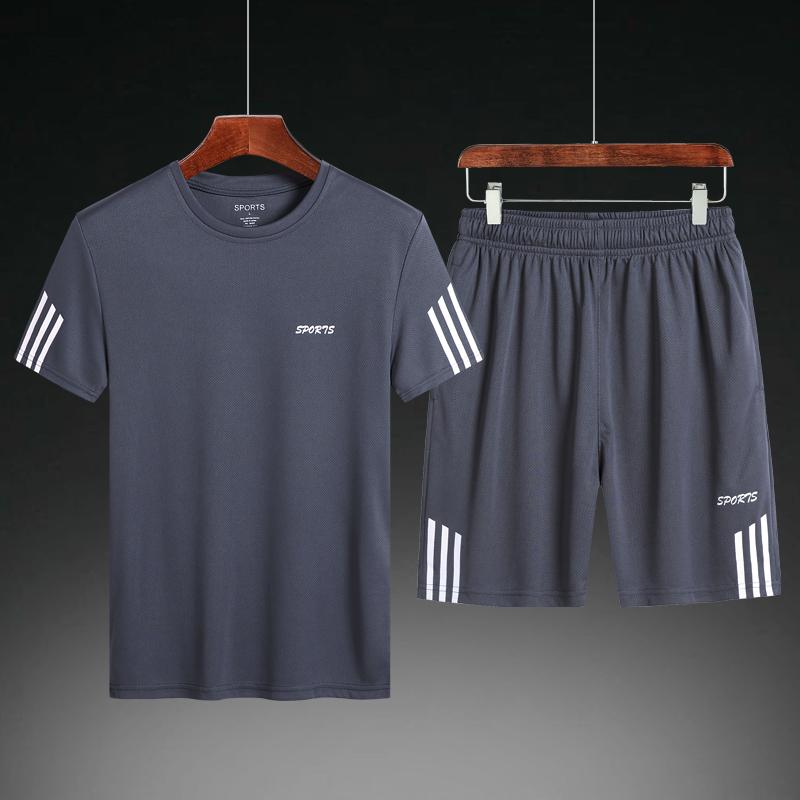 Sports Suit Men's Summer Casual Short Sleeved T-Shirts Shorts Quick Drying Running Training Fitness Clothes