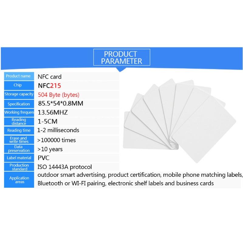 1 Set of 200 Pieces 215 Card Chip Waterproof Blank White PVC Cards Enabled Mobile Phones and Devices
