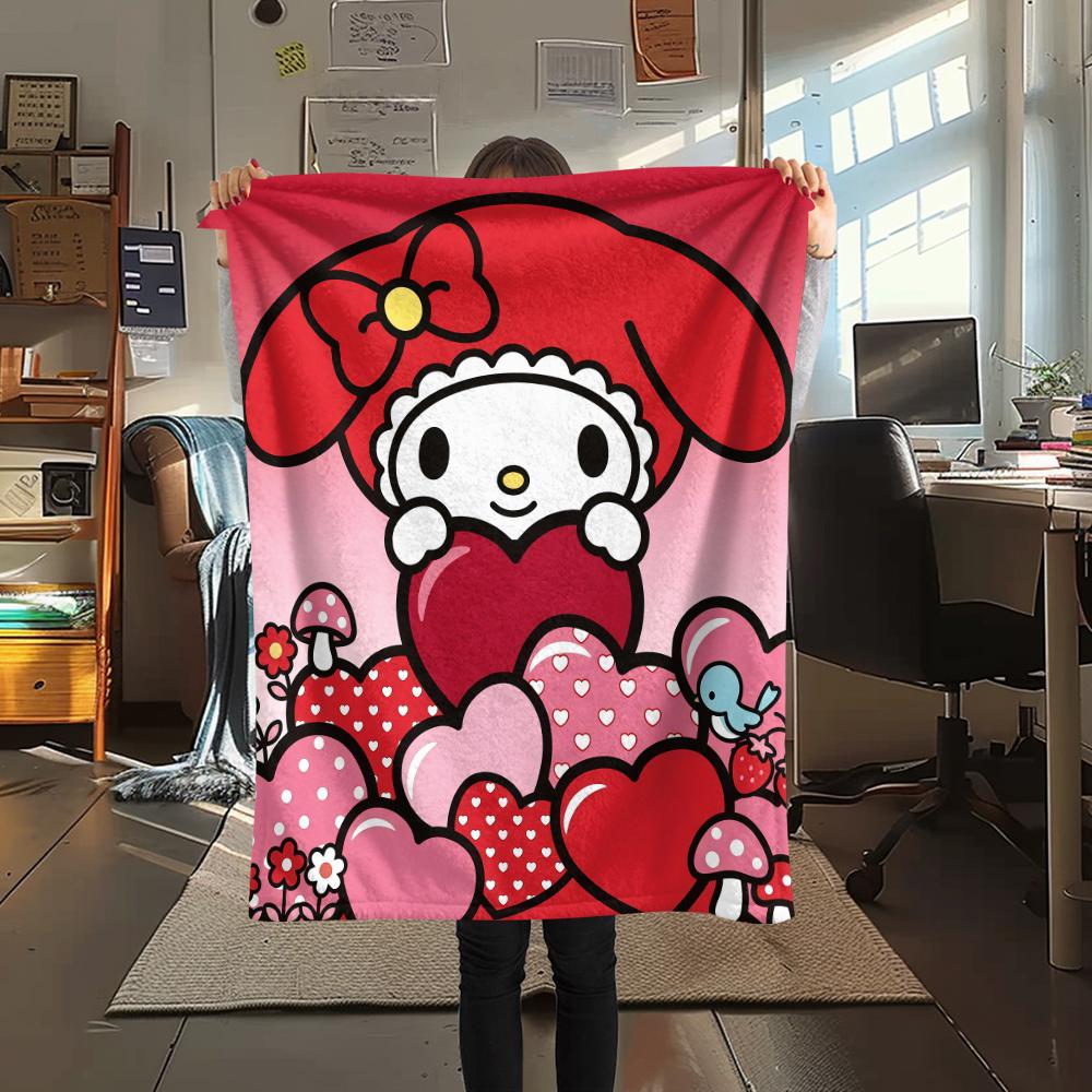 1PC My Melody Print Flannel Blanket, High Quality All Seasons, Home Decor, Warmth and Comfort, Perfect for Christmas Gifts