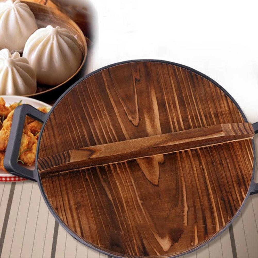 Wooden Anti-overflow Handmade Anti-scalding Pan Lid Iron Pot Cover Cookware Part Fir Wood Pot Lid
