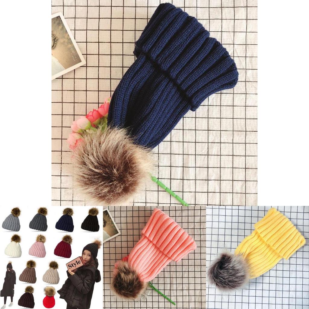 Cozy Womens Winter Hat With Fluffy Pom-pom And Stylish Folded Cuff Design