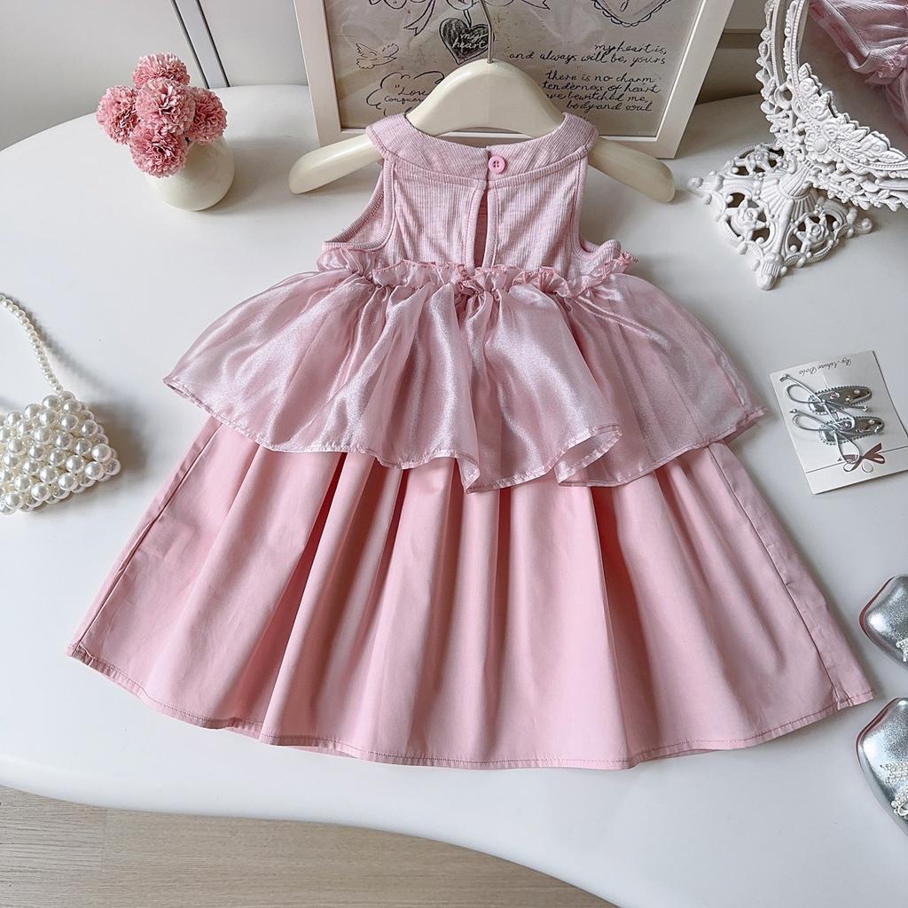 Summer Girls Dress 3D Flower Tulle Vest Princess Dress Kids Fashion Sleeveless Party Gown For Children