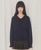 Alkialka V-Neck Frill Knit (Navy)