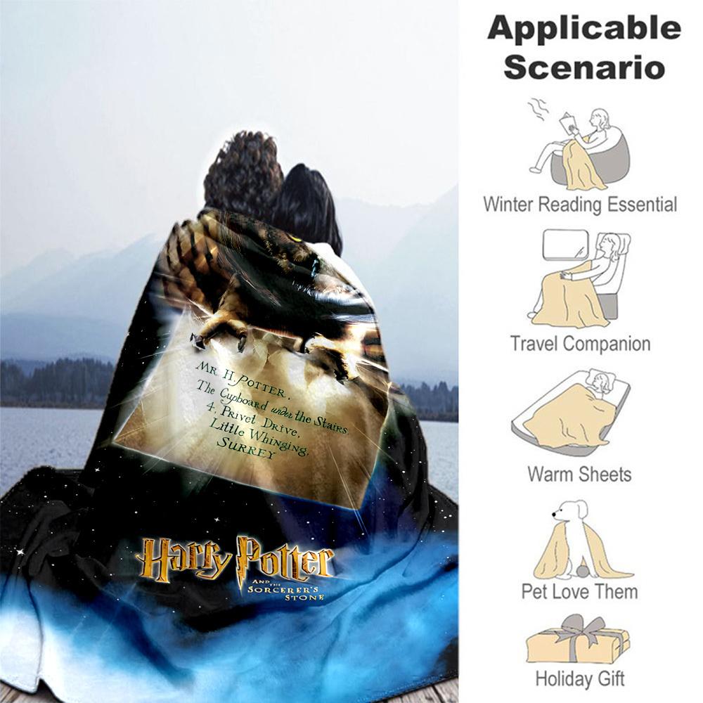 1pc Harry Potter Sorcerer's Stone Hogwarts Outdoor Flannel Throw Blanket All Season Soft Warmth,Home Decor 1031250