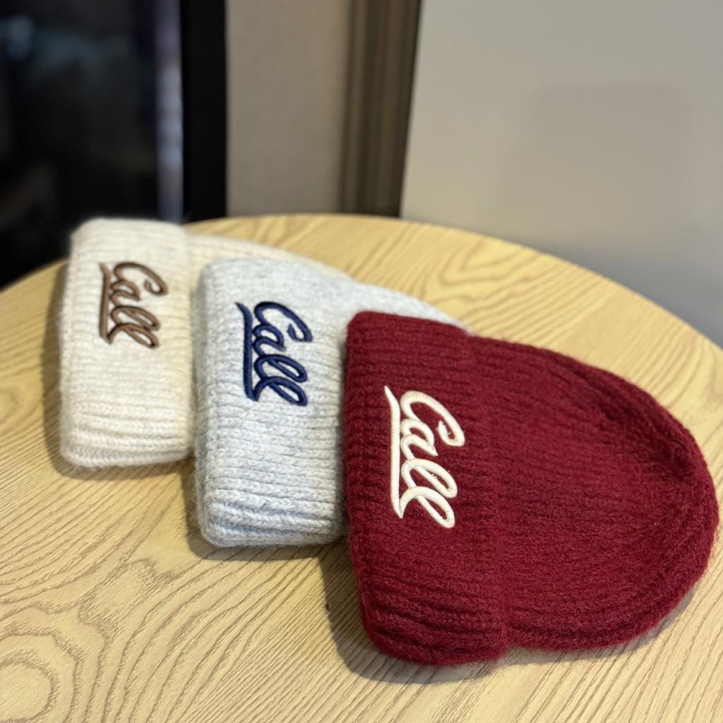 New Embroidered Letter Knitted Hat for Women Autumn and Winter Street Warm Woolen Hat for Students Thickened Ear Protection Hood Cold Hat