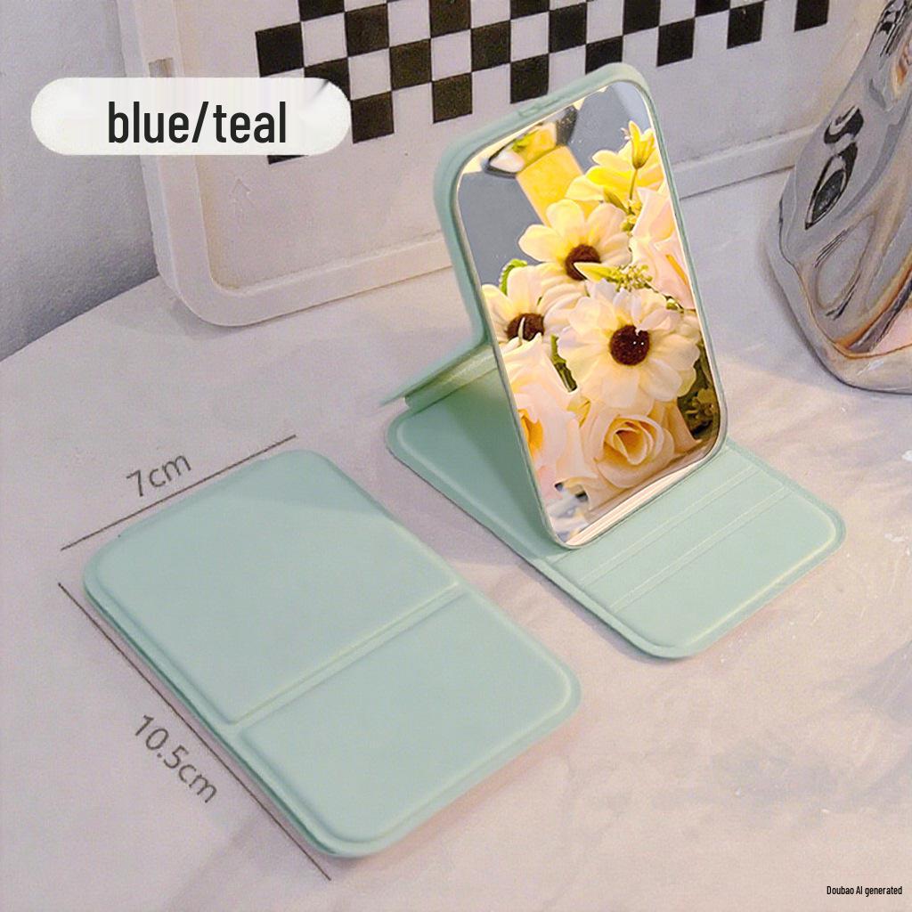"Compact Double-Sided Folding Pocket Mirror: Magnifying & Standard for Portable Makeup".
