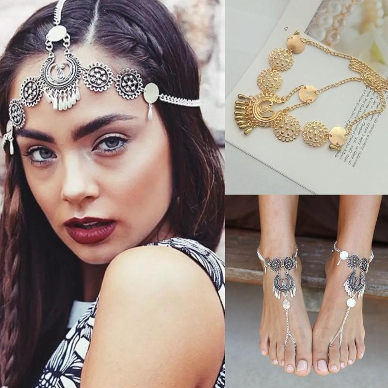 Heads Chain Jewelry Festival Prom Costume Hair Accessories Fashion Headbands Bohemian Headpieces for Bride Flower Girl