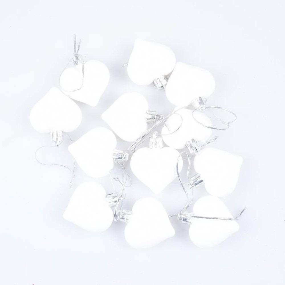 12Pcs Plastic Heart Shape Christmas Ball Matte Christmas Pendants Wedding