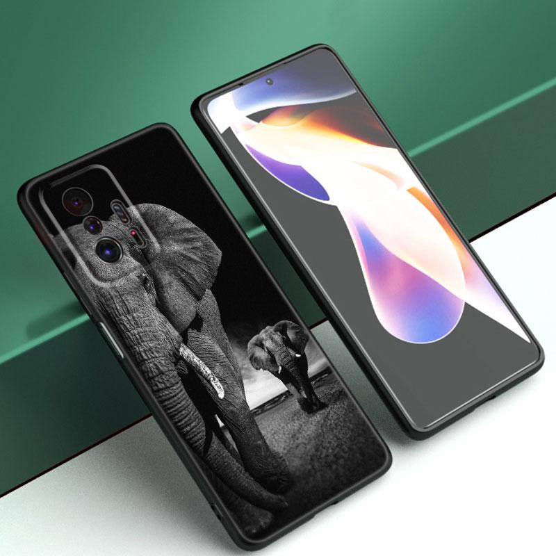Animal Elephant Black Silicone Phone Case For Xiaomi Mi 9 SE 8 10T 11 12 13 Lite 9T 11T 12S 12T 13T 14 Pro 5G NE 11i 12X